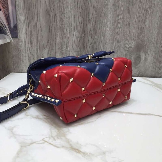 VALENTINO Candy Rockstud quilted leather shoulder bag 6019 blue&red