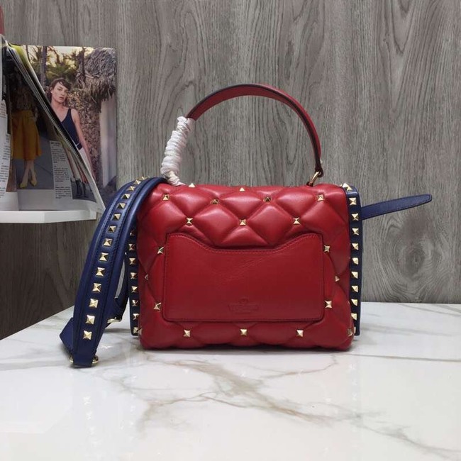 VALENTINO Candy Rockstud quilted leather shoulder bag 6019 blue&red