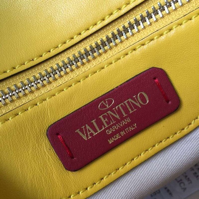 VALENTINO Candy Rockstud quilted leather shoulder bag 6019 yellow&red