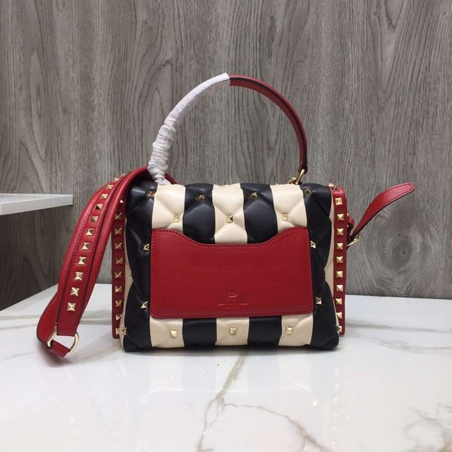 VALENTINO Candy Rockstud quilted leather shoulder bag V6019 black&white