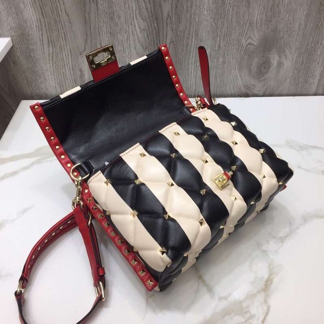 VALENTINO Candy Rockstud quilted leather shoulder bag V6019 black&white