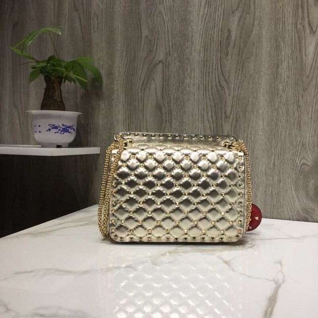 VALENTINO Rockstud quilted leather bag 0027 gold