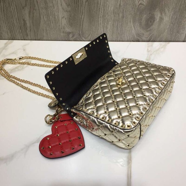 VALENTINO Rockstud quilted leather bag 0027 gold