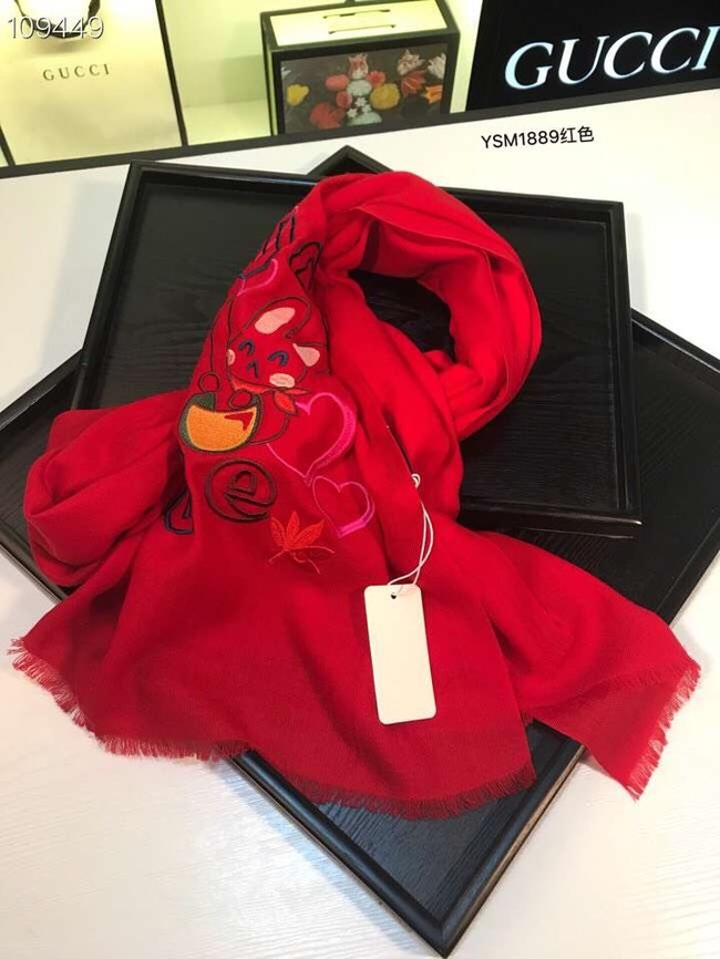 Gucci Cashmere Scarf YSM1889 red