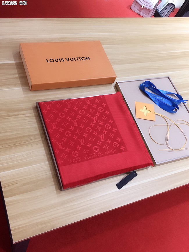 Louis Vuitton MONACO SQUARE Monogram flower pattern silk M71150 red