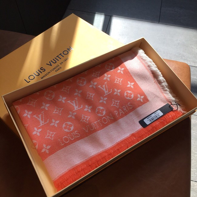 Louis Vuitton MONACO SQUARE Monogram flower pattern silk M71151 ORANGE