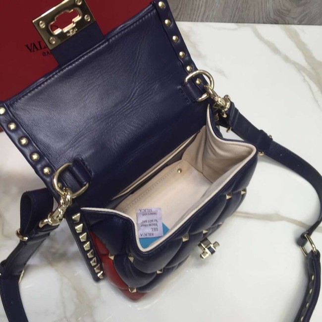 VALENTINO Candy quilted leather cross-body bag 0033 blue&red