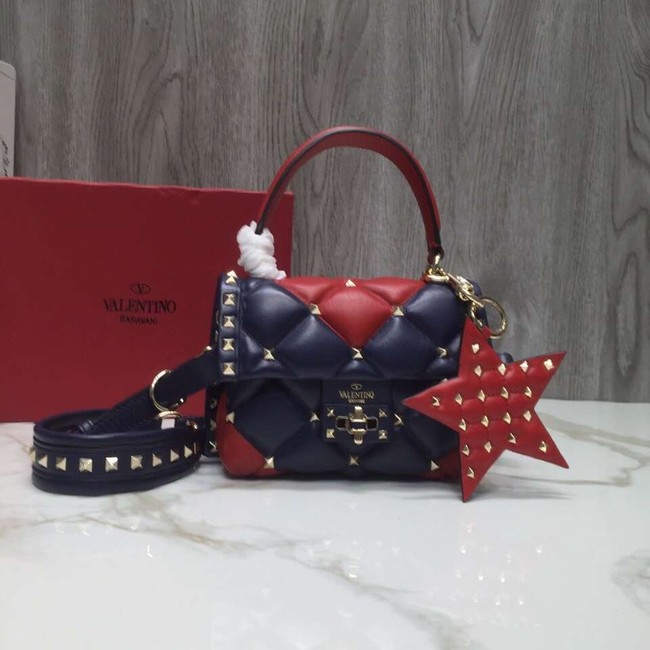 VALENTINO Candy quilted leather cross-body bag 0033 blue&red