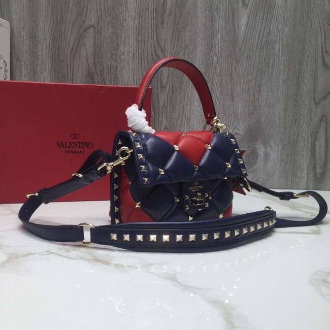 VALENTINO Candy quilted leather cross-body bag 0033 blue&red