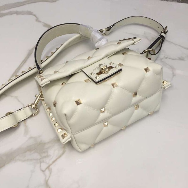 VALENTINO Candy quilted leather cross-body bag 0033 white