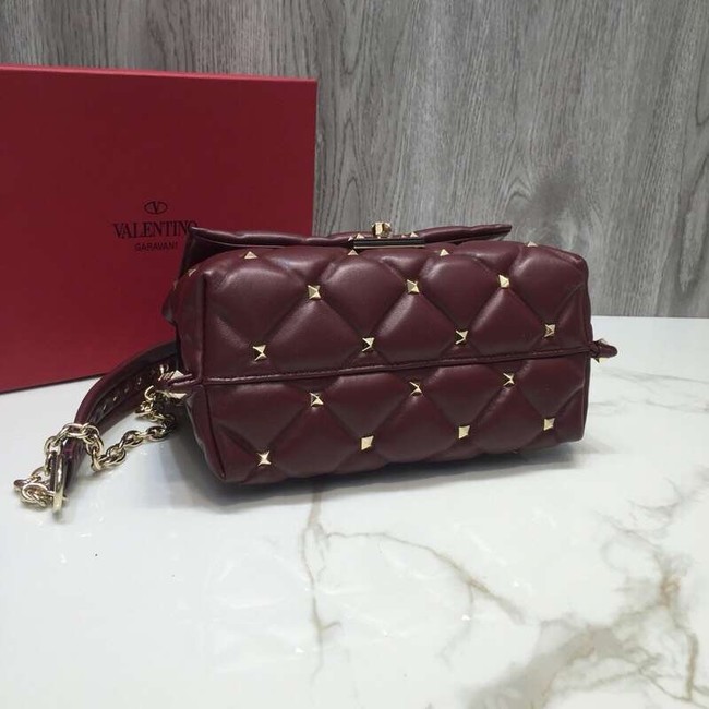 VALENTINO Candy quilted leather cross-body bag 0072 dark red