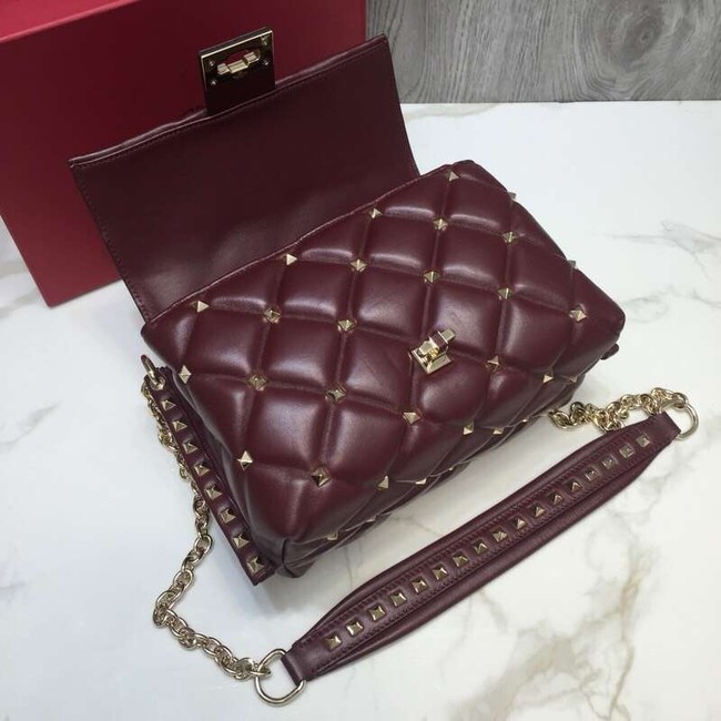 VALENTINO Candy quilted leather cross-body bag 0072 dark red