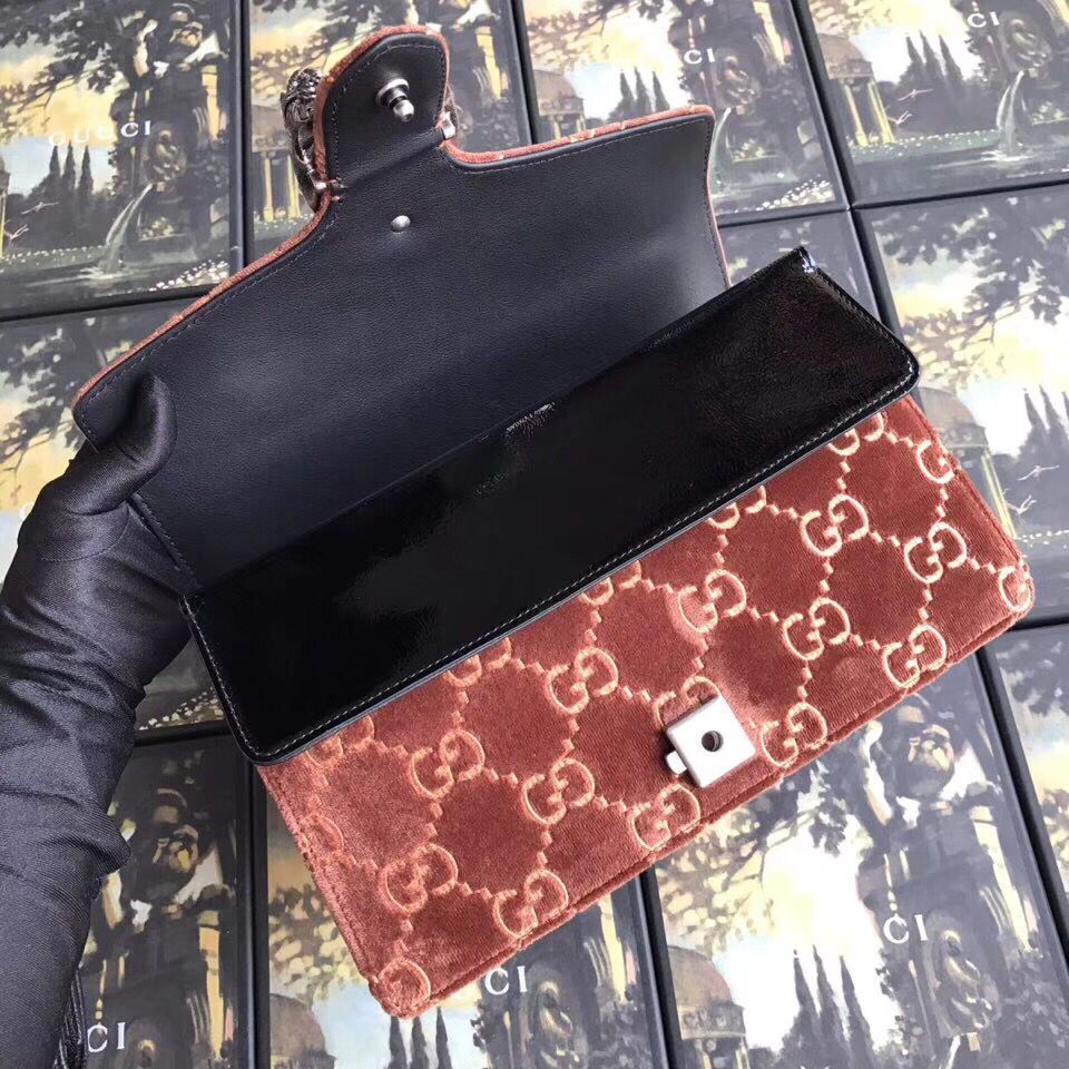 Gucci Dionysus GG velvet small shoulder bag 400249 Brown