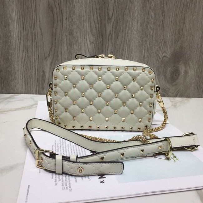 VALENTINO Rockstud leather camera cross-body bag 57367 creamy-white