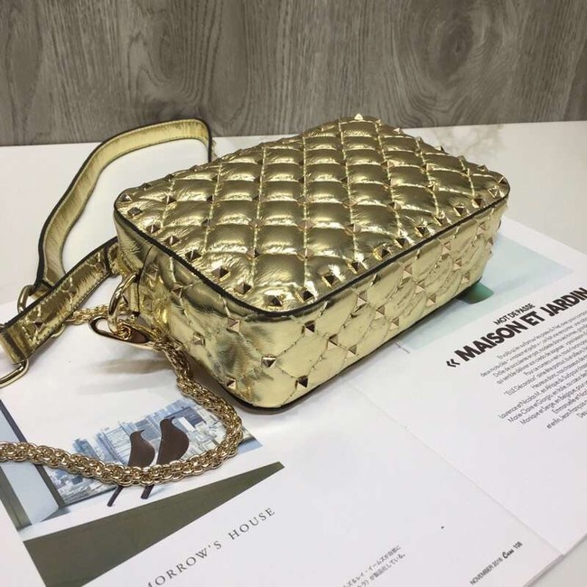 VALENTINO Rockstud leather camera cross-body bag 57367 gold