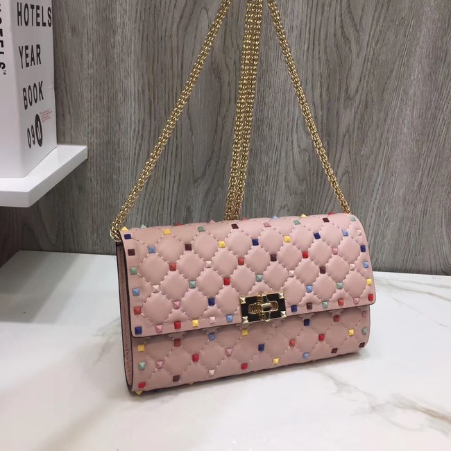 VALENTINO Rockstud quilted leather cross-body bag 72610 pink