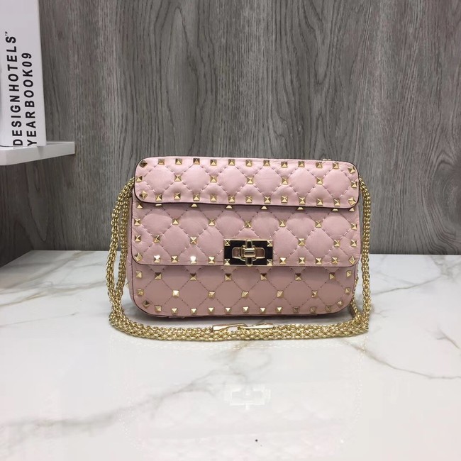 VALENTINO Rockstud small quilted leather shoulder bag 77562 pink