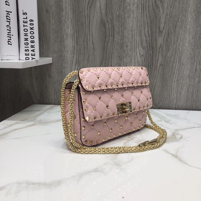 VALENTINO Rockstud small quilted leather shoulder bag 77562 pink