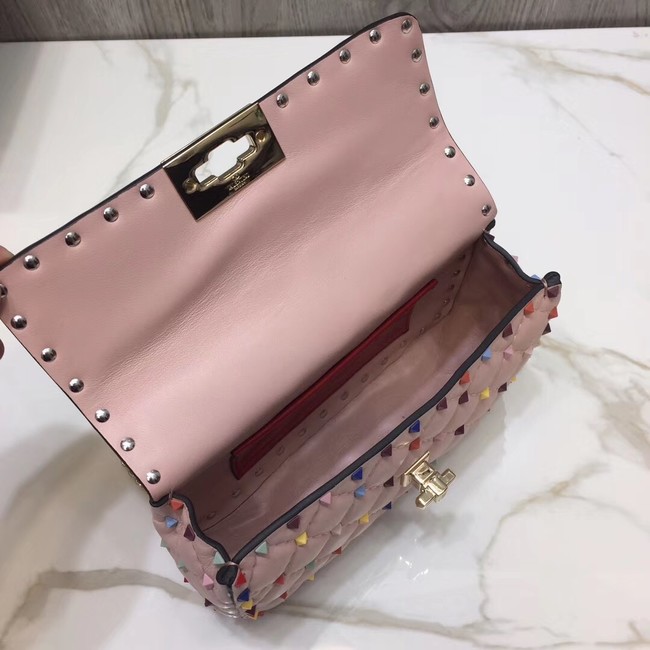 VALENTINO Rockstud small quilted leather shoulder bag A77562 pink