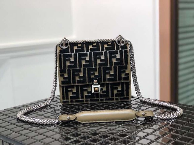 Fendi KAN I SMALL Multicolor fabric mini-bag 8BT0381 black&Khaki