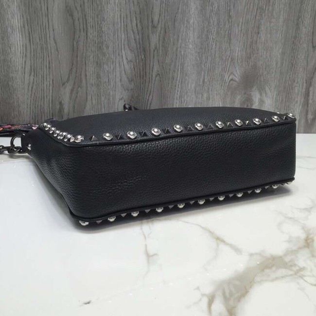 VALENTINO Rockstud grained leather messenger 50031 black