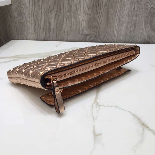 VALENTINO leather clutch 0125 Rose Gold