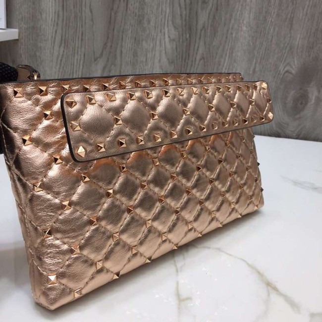 VALENTINO leather clutch 0125 Rose Gold