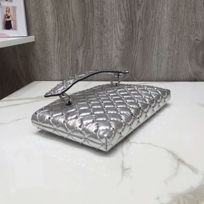 VALENTINO leather clutch 0125 silver