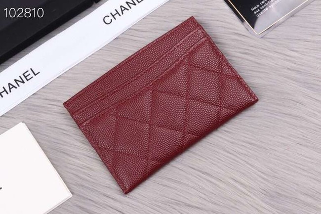 Chanel classic card holder Grained Calfskin & Gold-Tone Metal A31510 Burgundy