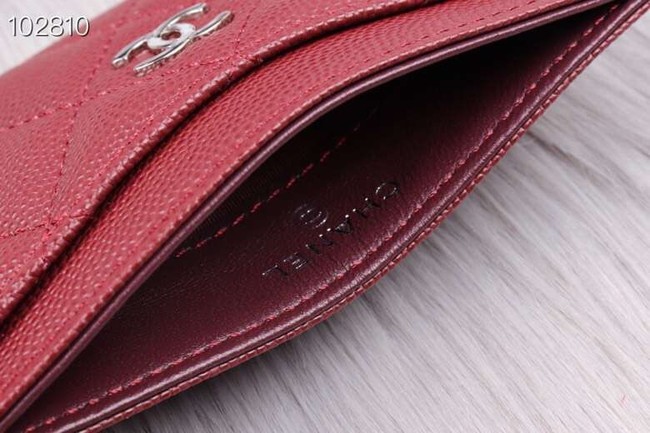 Chanel classic card holder Grained Calfskin & Gold-Tone Metal A31510 Burgundy