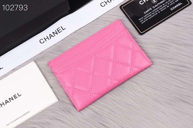 Chanel classic card holder Grained Calfskin & Gold-Tone Metal A31510 rose