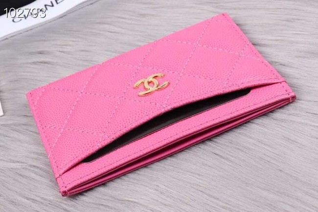 Chanel classic card holder Grained Calfskin & Gold-Tone Metal A31510 rose