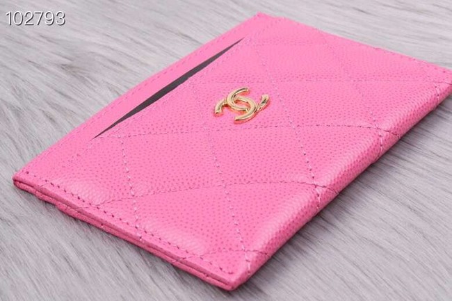 Chanel classic card holder Grained Calfskin & Gold-Tone Metal A31510 rose