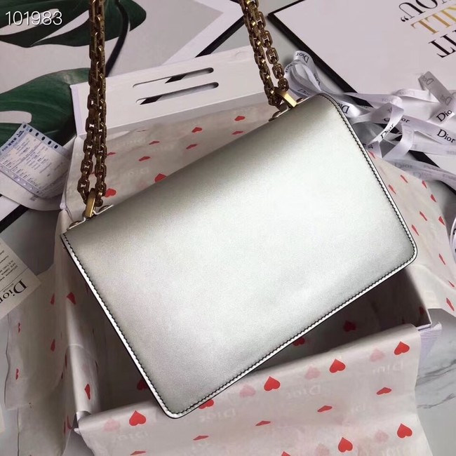 Dior Jadior Flap Bag with Chain Calfskin M9000C silver