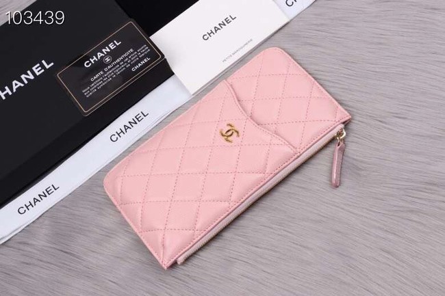 Chanel classic pouch Grained Calfskin& Gold-Tone Metal A84402 pink