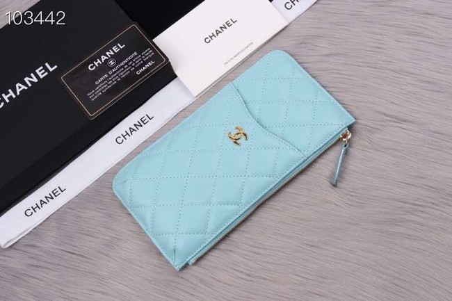 Chanel classic pouch Grained Calfskin& gold-Tone Metal A84402 light green