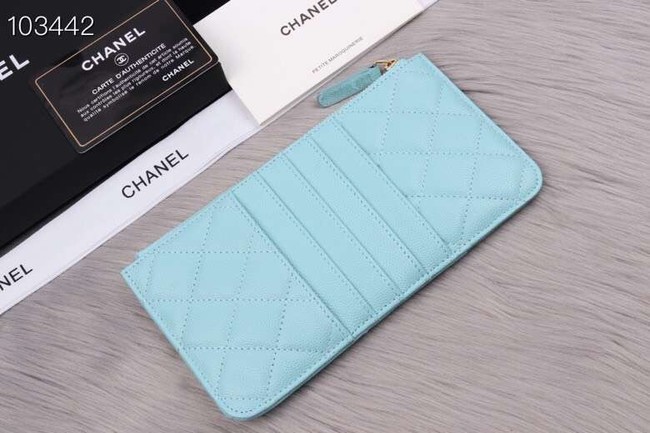 Chanel classic pouch Grained Calfskin& gold-Tone Metal A84402 light green