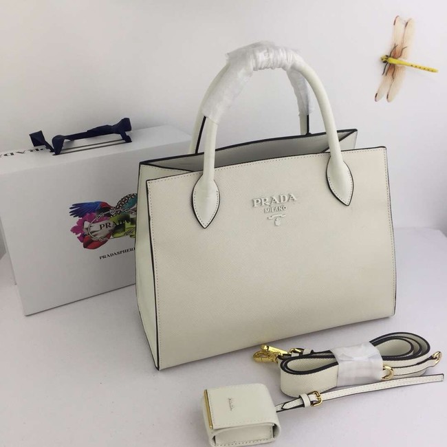 Prada Calfskin Leather Shoulder Bag 1BA155-1 cream