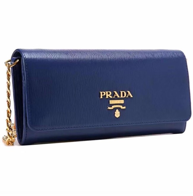 Prada Calfskin Leather Shoulder Bag 1BP290 dark blue