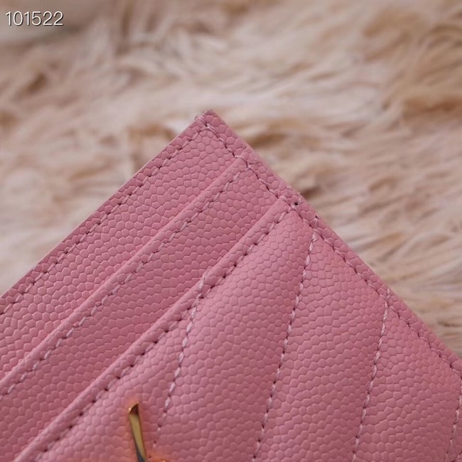 SAINT LAURENT Monogram leather card holder 88337 Rose Ballerine