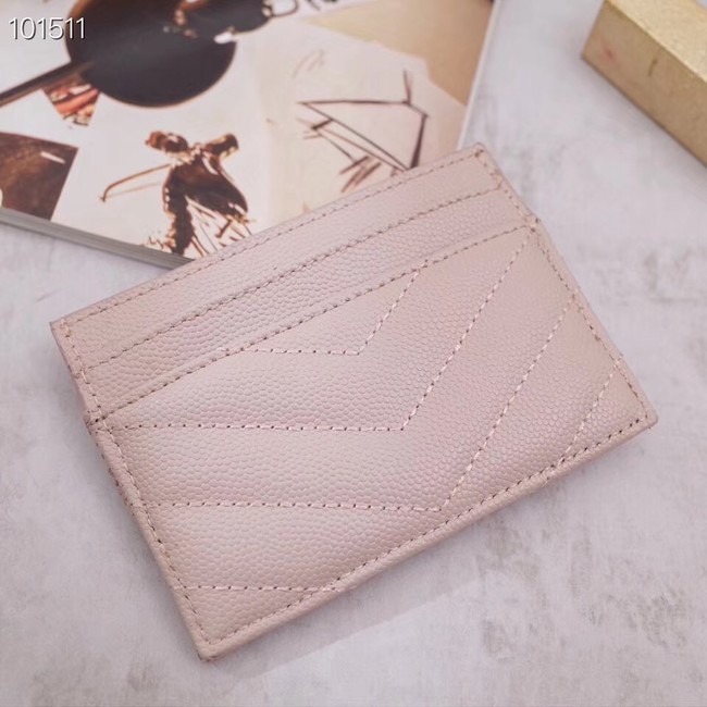 SAINT LAURENT Monogram leather card holder 88337 pink