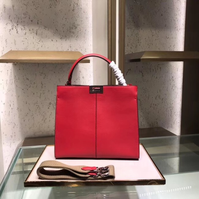 Fendi PEEKABOO REGULAR Handbag in red Roman leather 8BN304A