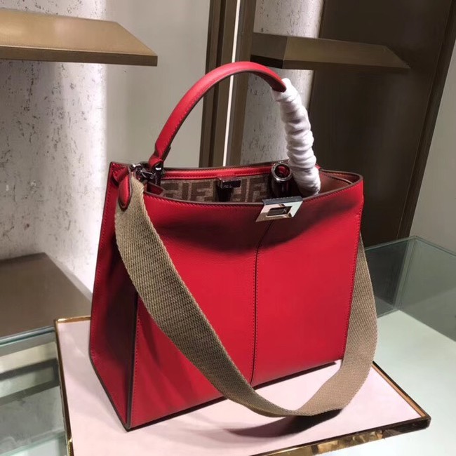 Fendi PEEKABOO REGULAR Handbag in red Roman leather 8BN304A