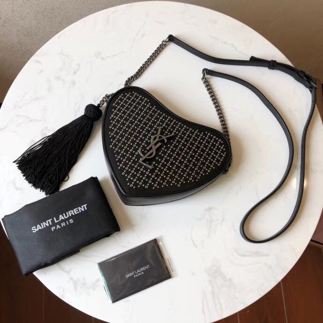 SAINT LAURENT Heart-shaped leather cross-body bag 99969 black