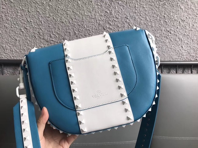 VALENTINO leather shoulder bag 0781 blue&white