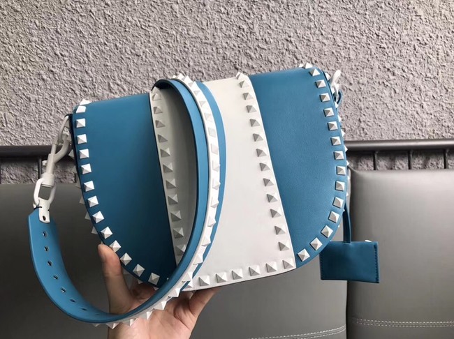 VALENTINO leather shoulder bag 0781 blue&white