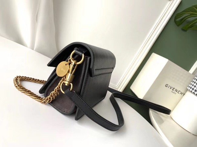 GIVENCHY GV3 leather and suede mini shoulder bag 1116 black