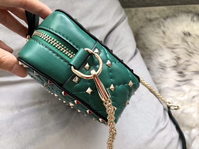 VALENTINO Rockstud leather camera cross-body bag 57367 green