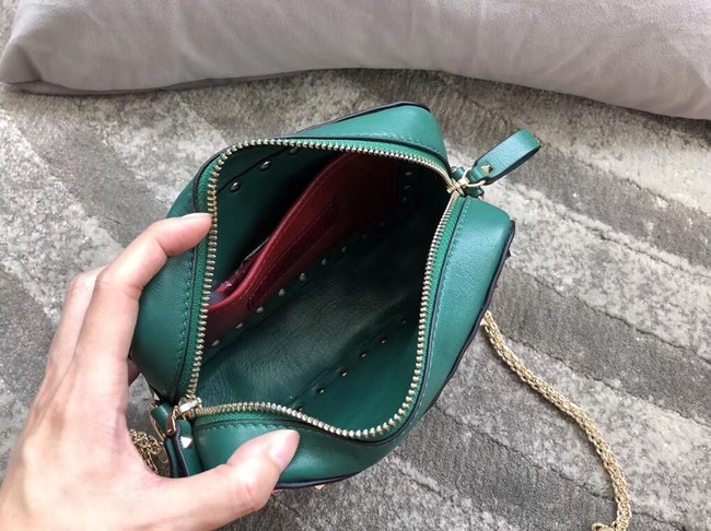 VALENTINO Rockstud leather camera cross-body bag 57367 green