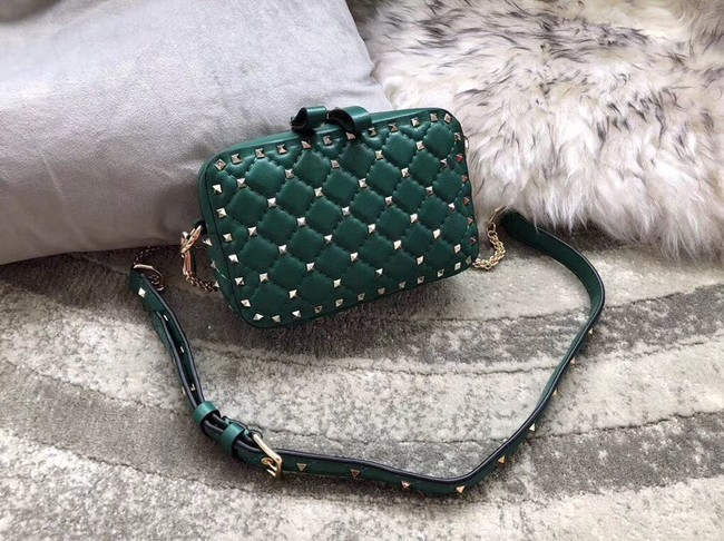 VALENTINO Rockstud leather camera cross-body bag 57367 green